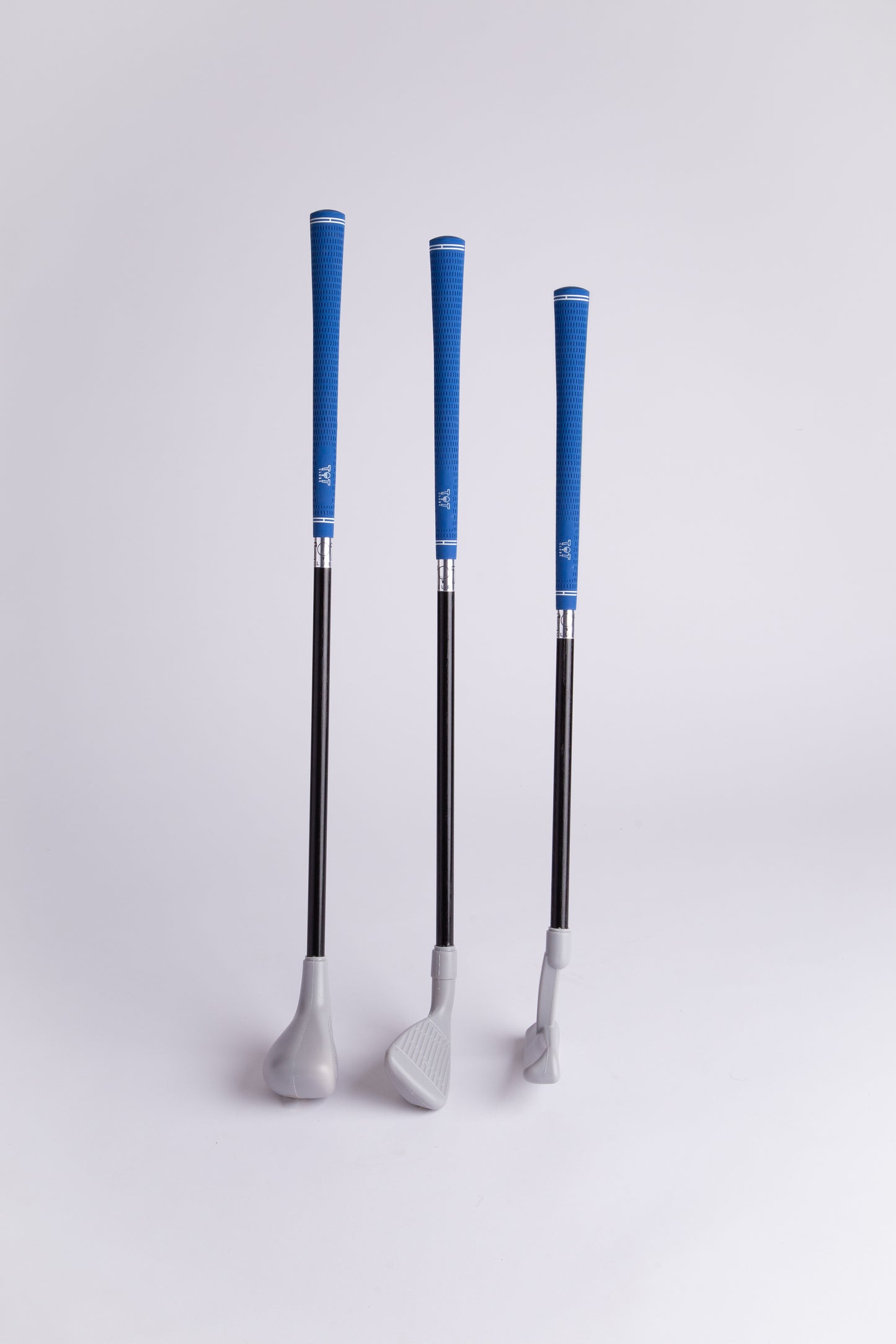 Lightweight toddler golf club set with driver, putter, iron with real blue grips